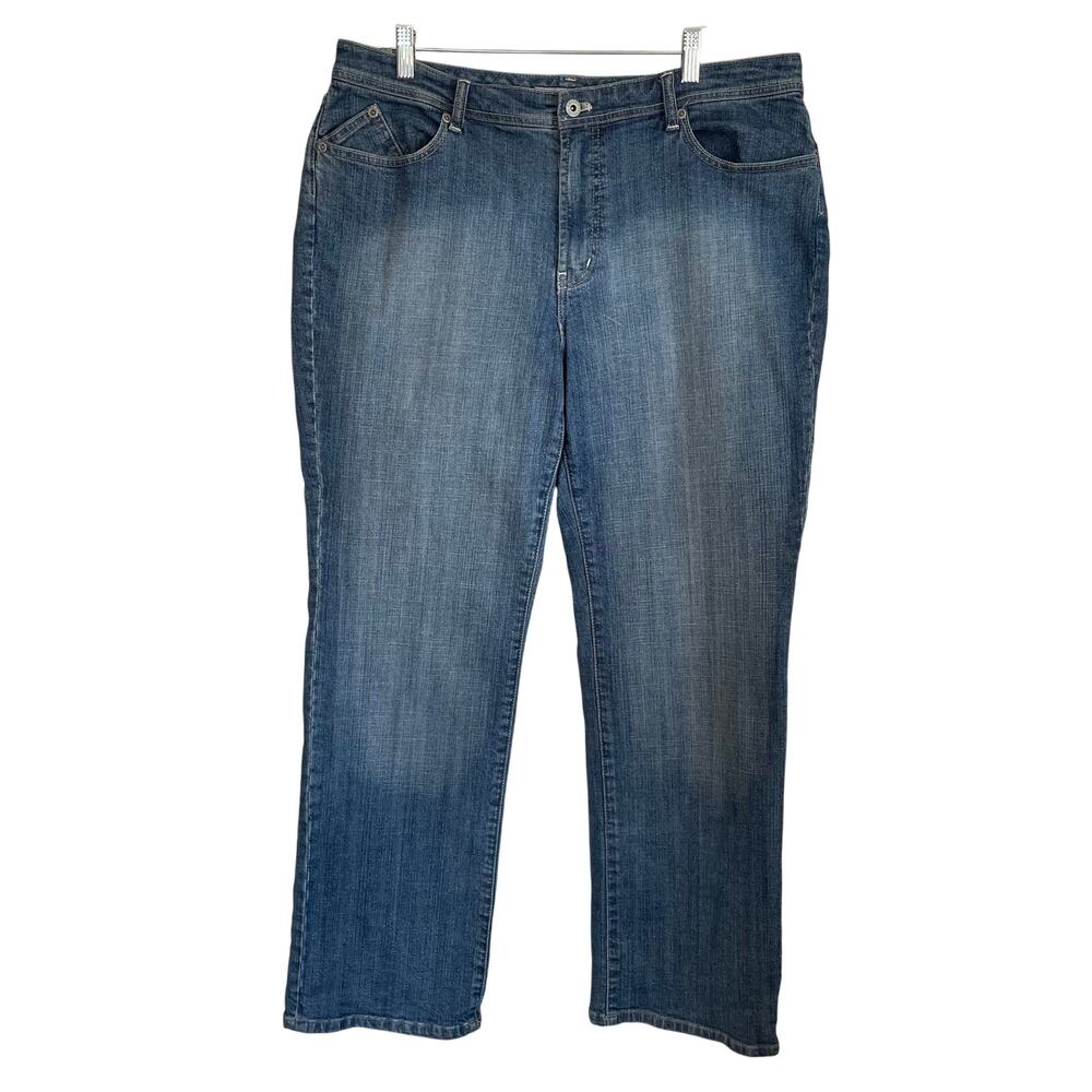 Chico’s Platinum Jeans Straight Leg Sz XL (16 ) Mid-Rise Medium Wash Blue